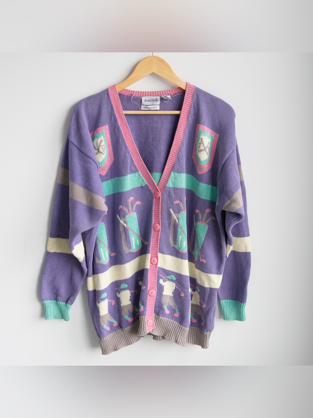 Vintage JeanBell Hand Loomed Golf Cardigan L